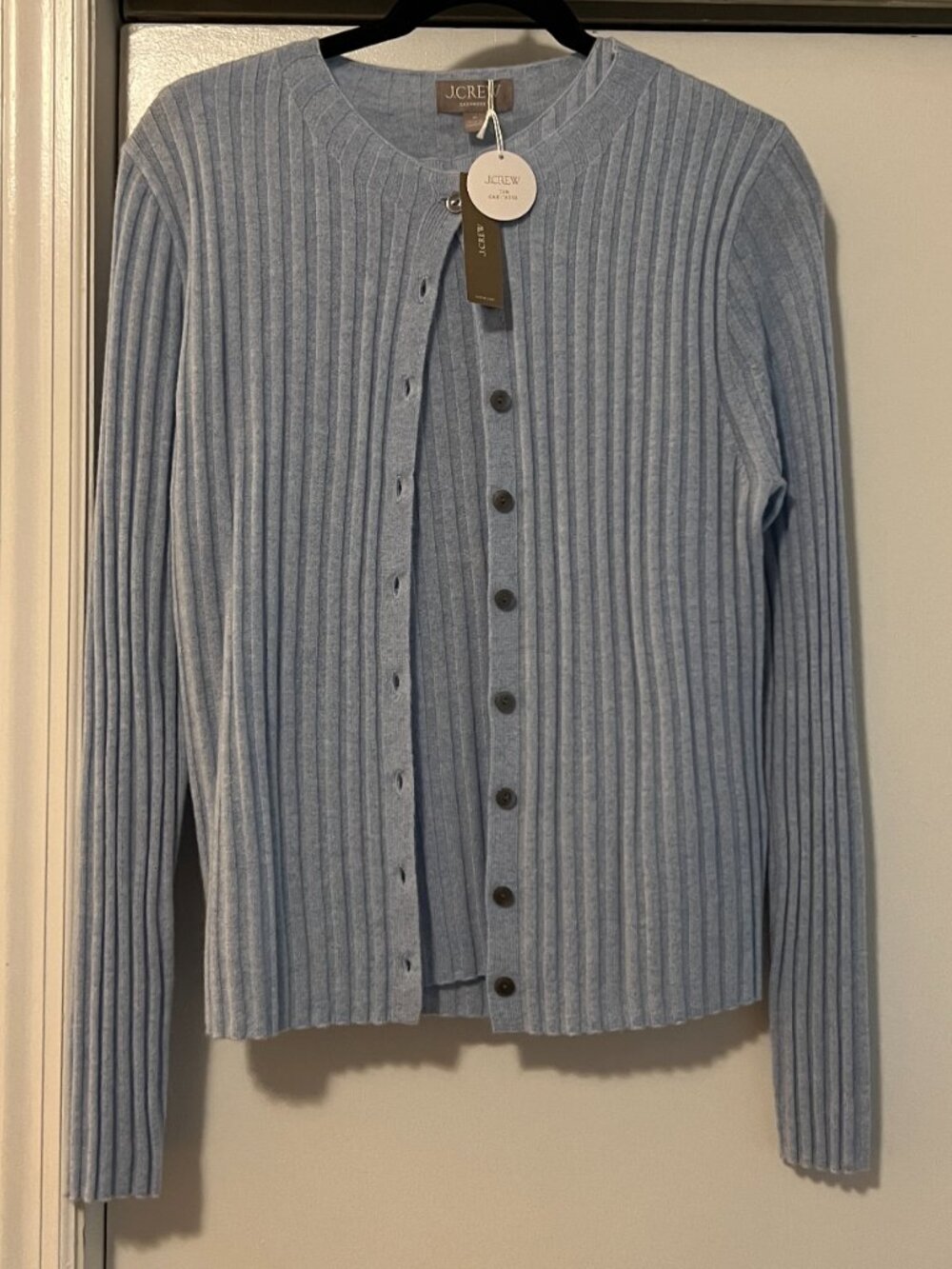 J.Crew Wide Rib Cashmere Cardigan Set, Blue - Size M (NWT) - Picture 2 of 6